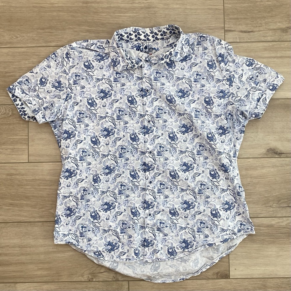 Robert Graham Skull Snakes AOP Button Up Shirt Mens Size 2X Casual Streetwear